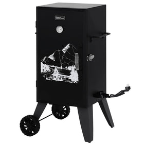 Royal Gourmet SE2805 exterior black showing compact outdoor smoker for backyard feasts.