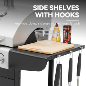 Two side shelves on the ZH3002N provide extra prep space and tool hooks.