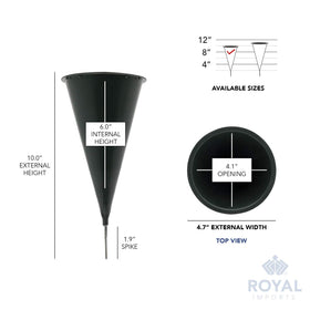 Royal Imports memorial vase measures 9.75 inches tall with a 4-inch opening.