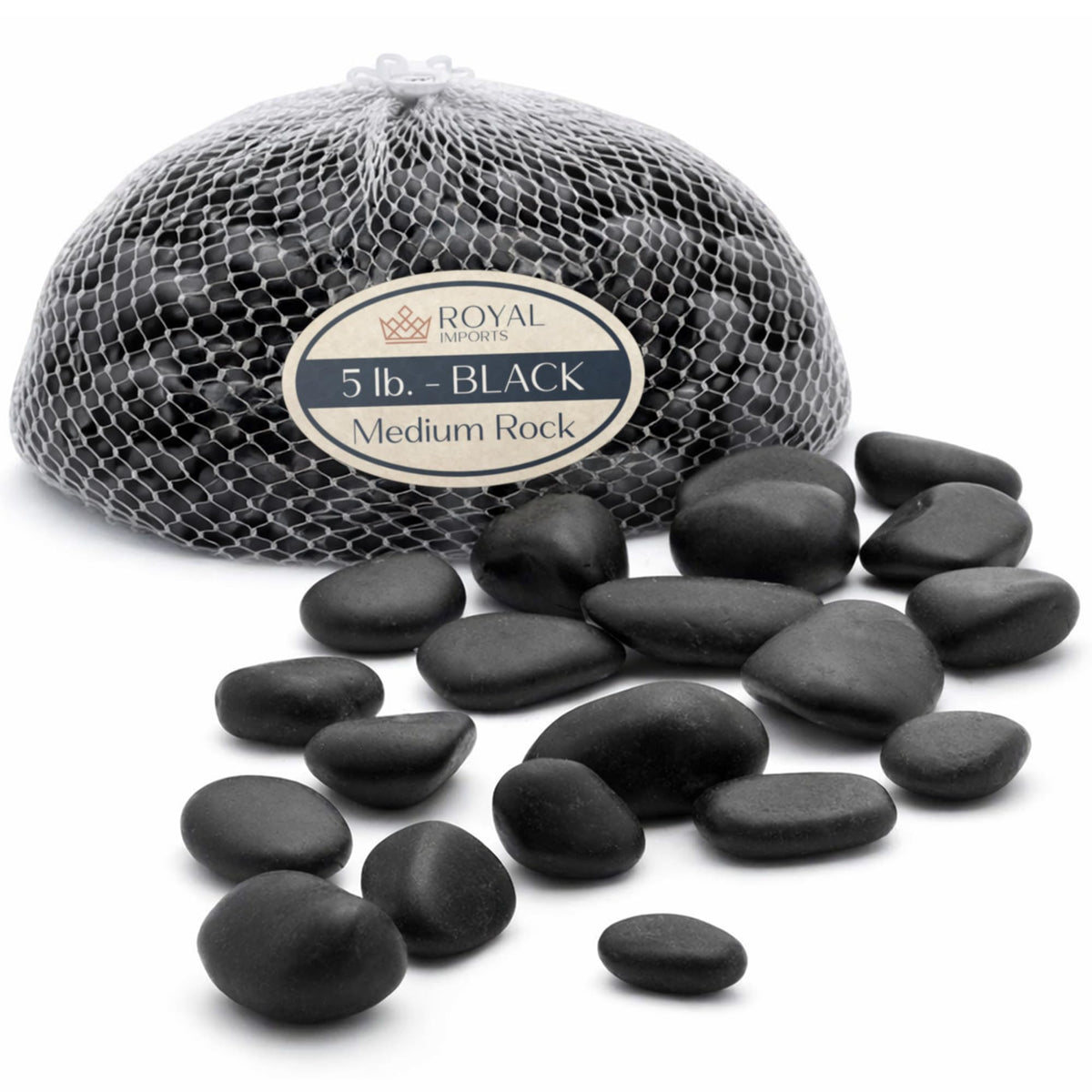 Royal Imports River Rocks Black Gravel 1-5 inch enhances modern decor with dramatic contrast