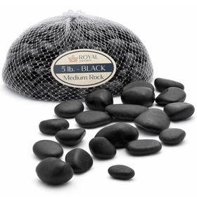 Royal Imports River Rocks Black Gravel 1-5 inch enhances modern decor with dramatic contrast