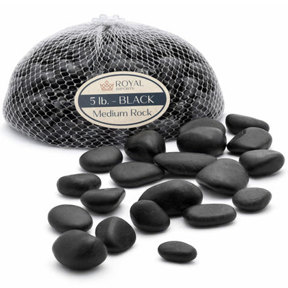 Royal Imports River Rocks Black Gravel 1-5 inch enhances modern decor with dramatic contrast