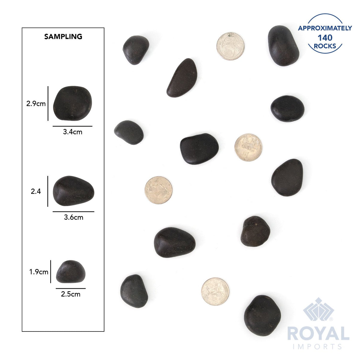 Royal Imports River Rocks Black landscaping pebbles for indoor and outdoor borders