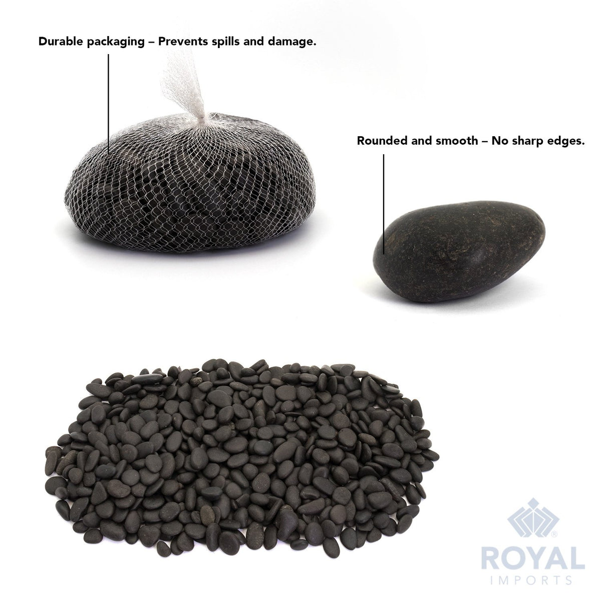 Royal Imports River Rocks Black terrarium decor adds texture to displays
