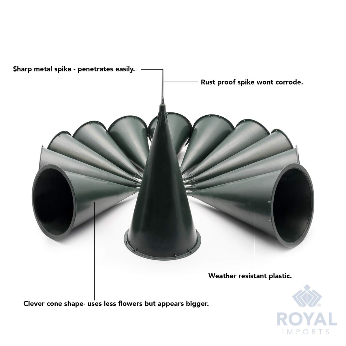 Royal Imports rust-proof ground stake resists corrosion in moist soil.