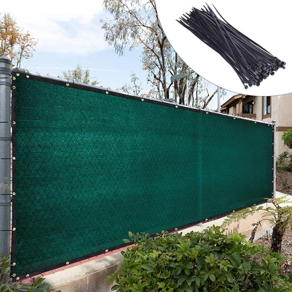 Royal Shade edges and grommets shown for secure fence mounting.