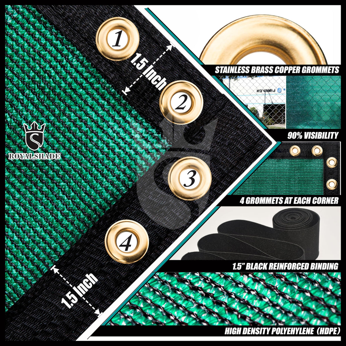 Royal Shade heavy-duty binding finishes the edges with reinforced strength.
