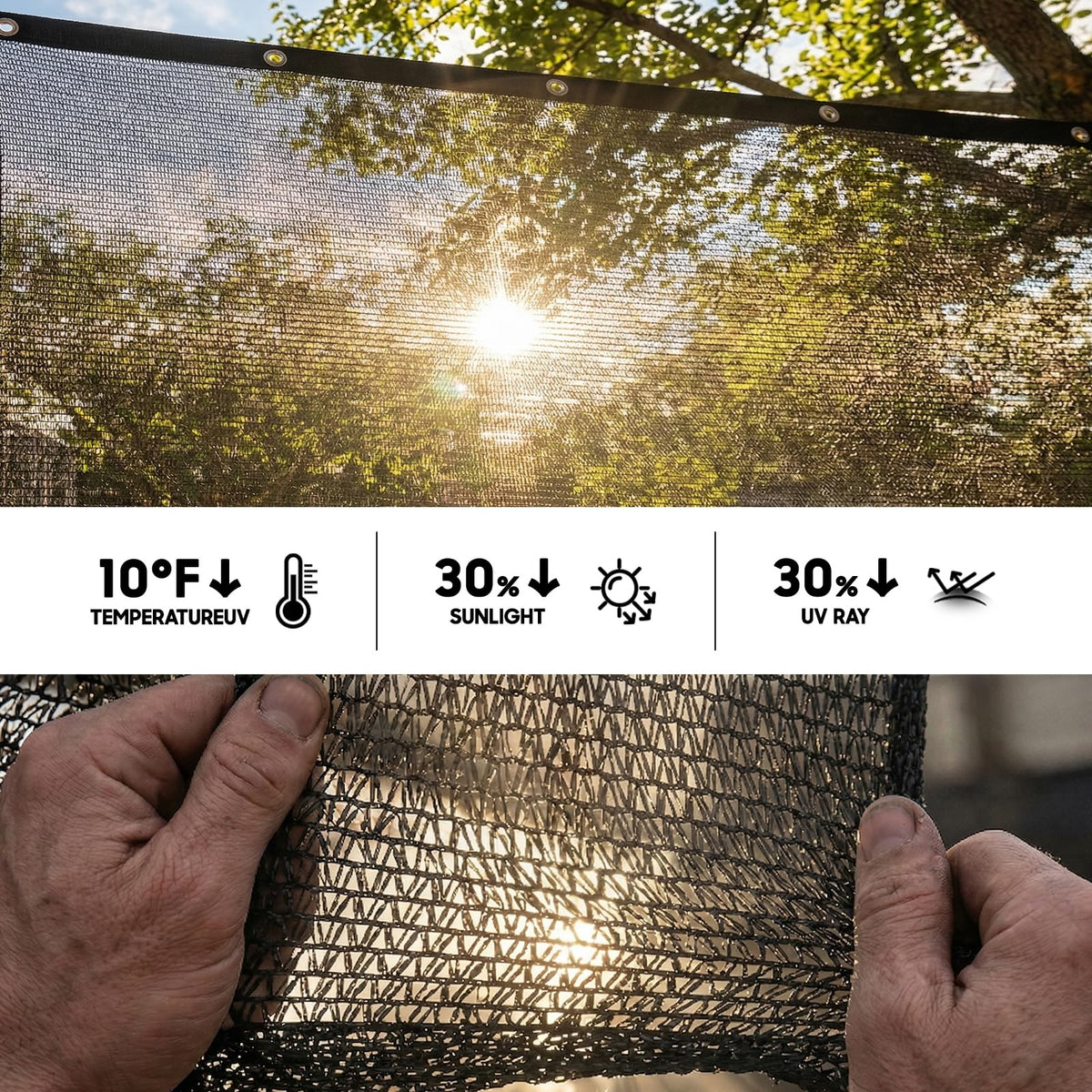 Royal Shade shade cloth with grommets for easy installation and secure shelter
