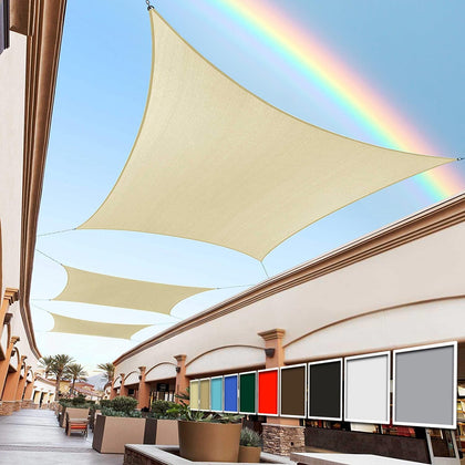 Royal Shade square beige shade sail 12x12 provides cooling patio shade