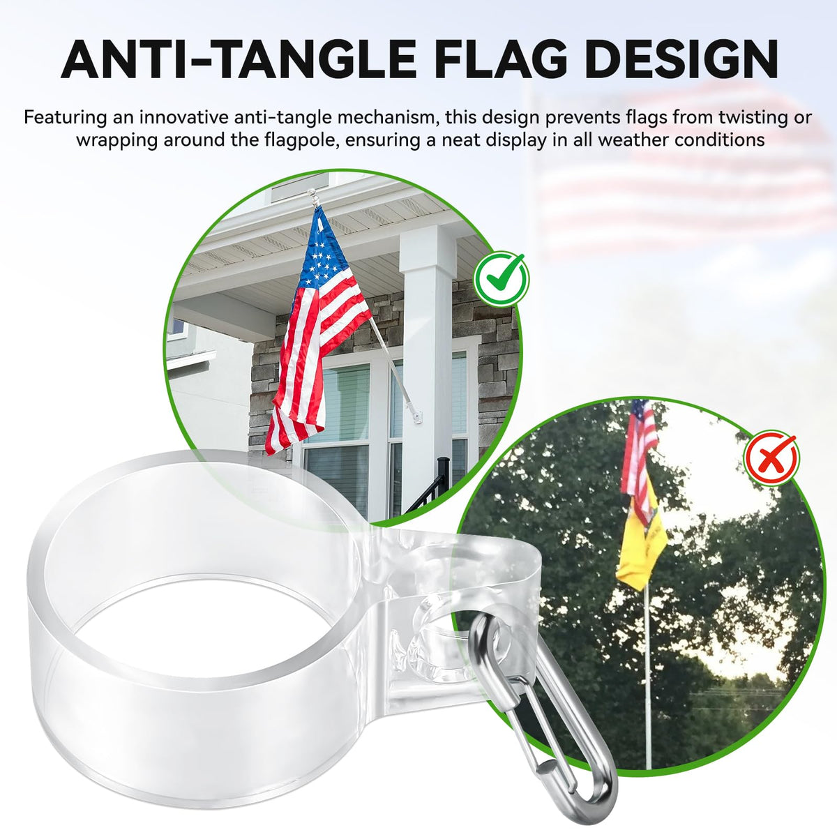 RPBKE top flag harness secure-clip system keeps the flag top firmly in place.