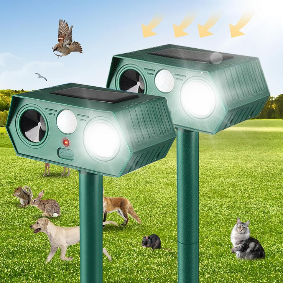 RQQN 2025 solar animal repeller front view deters pests safely