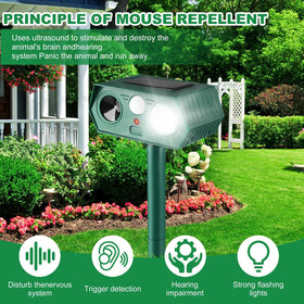 RQQN 2025 solar animal repeller infrared sensor detects movement up to 33 feet