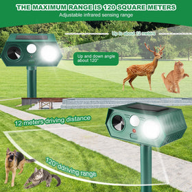 RQQN 2025 solar animal repeller LED flash light activates at night