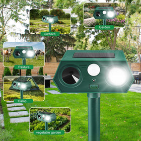 RQQN 2025 solar animal repeller solar panel powers outdoor use