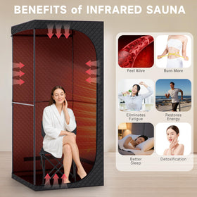 RRGFB infrared sauna box closed hood for compact storage and quick cleanup