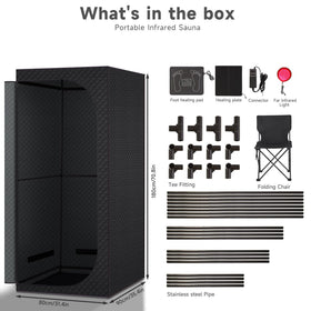 RRGFB infrared sauna box folded for storage demonstrates portability