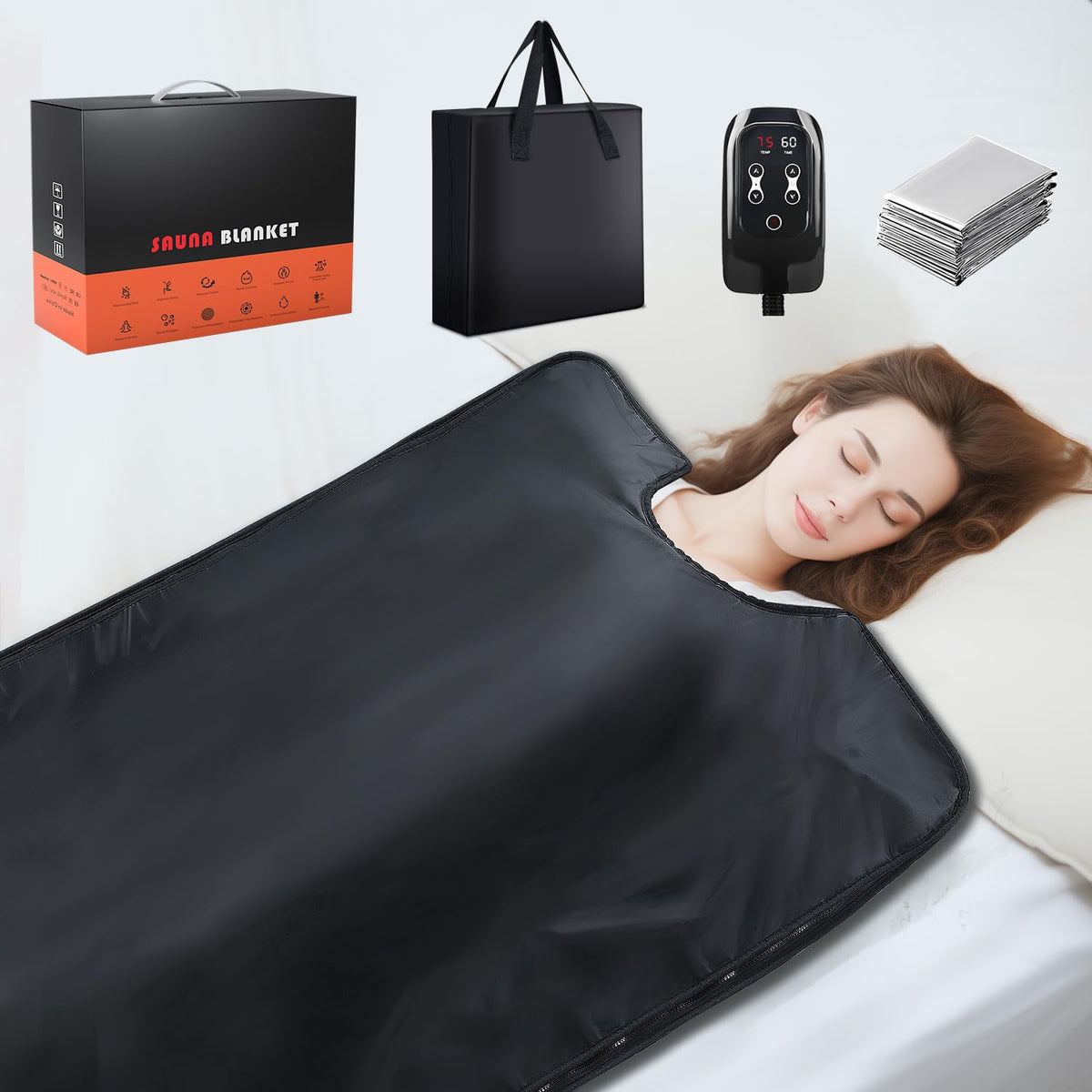 RRGFB infrared sauna blanket outer view for convenient home relaxation.