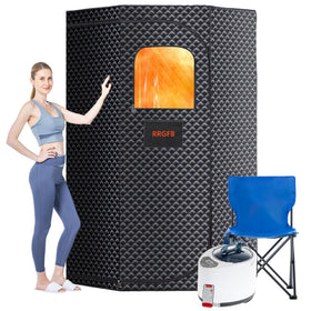 RRGFB portable sauna assembly showing a compact setup for easy at-home relaxation.