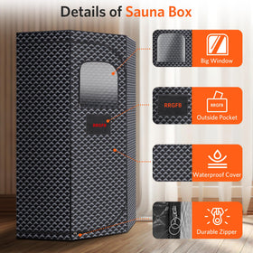 RRGFB portable sauna full view highlighting space and portability.
