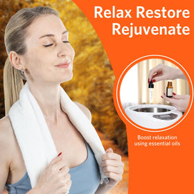 RRGFB portable sauna interior with chair, cozy space for full-body relaxation.