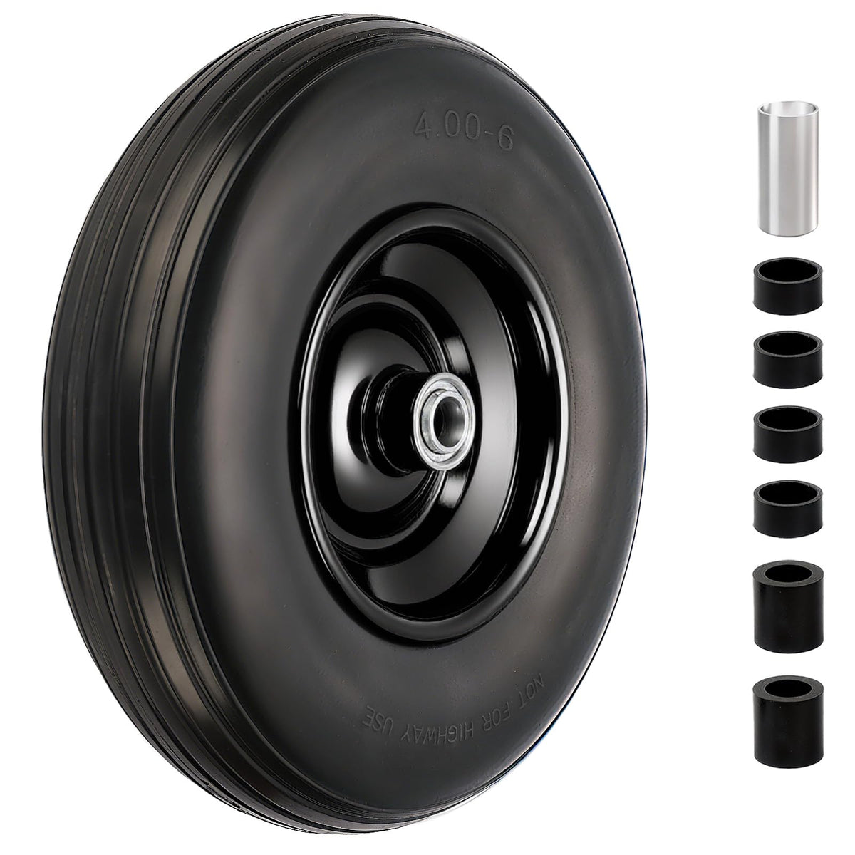 RRQ 4.00-6 flat-free tire for a 13-inch wheelbarrow, puncture-proof.