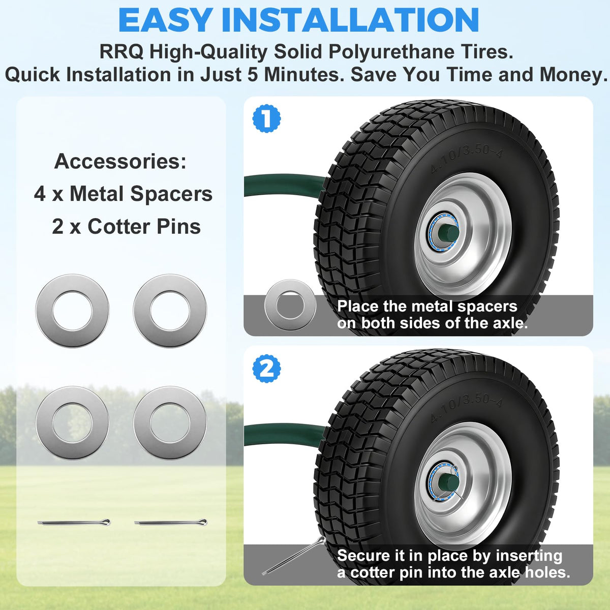 RRQ 5/8-inch axle bore and bearing setup on a wheel