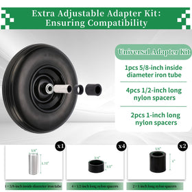 RRQ centered hub adjustable from 1.75 to 5.75 inches for flexible axles.