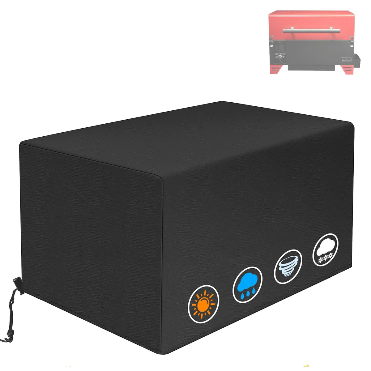 Rsipelsk AS350 tabletop grill cover front view protects against rain and dust.