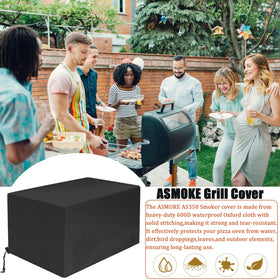 Rsipelsk AS350 tabletop grill cover side view shields from wind and debris.