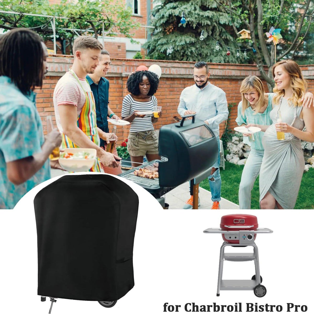 Rsipelsk Bistro Pro grill cover shields against sun and dust with durable oxford fabric.
