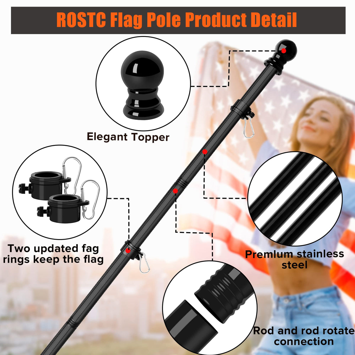 RSOTC anti-wrap rotating rings prevent tangling and keep flags flowing