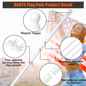 RSOTC adjustable-length flag pole supports 2x3 to 4x6 flags