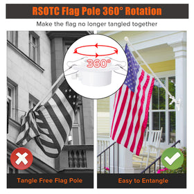 RSOTC flag pole rotating rings reduce tangles for wind-friendly display