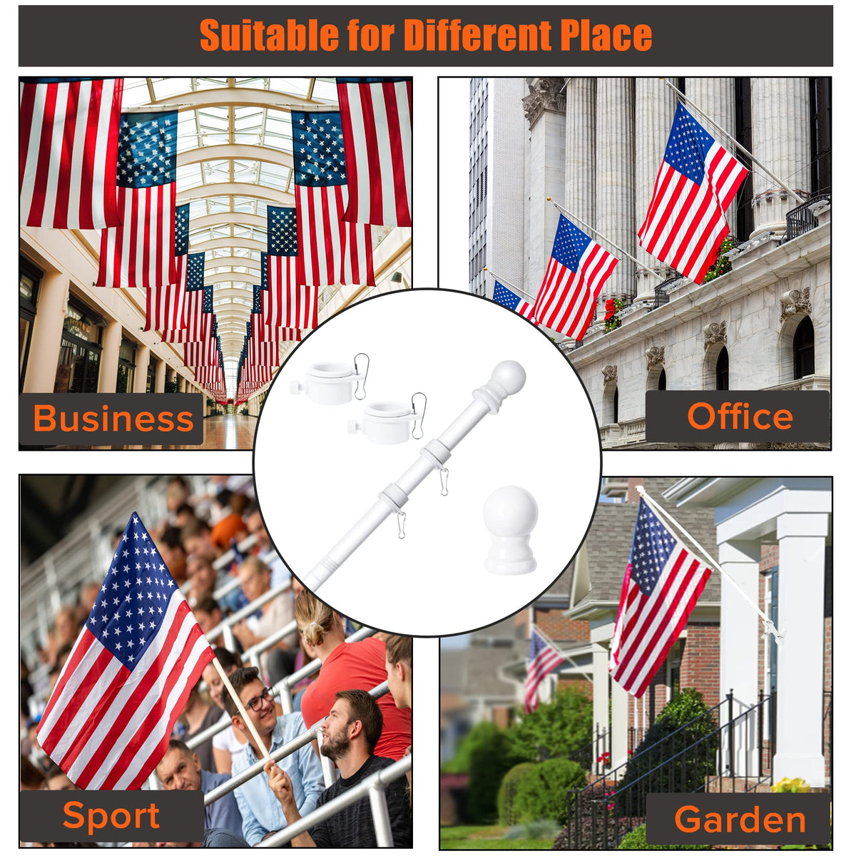 RSOTC 6ft flag pole shown mounted on truck or boat for mobile display