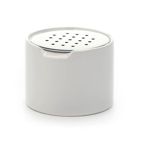 RSVP Endurance ceramic fruit fly trap on a kitchen counter, discreet and tidy.