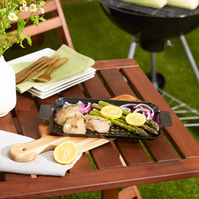 Dishwasher-safe RSVP BBQ tray for easy cleanup