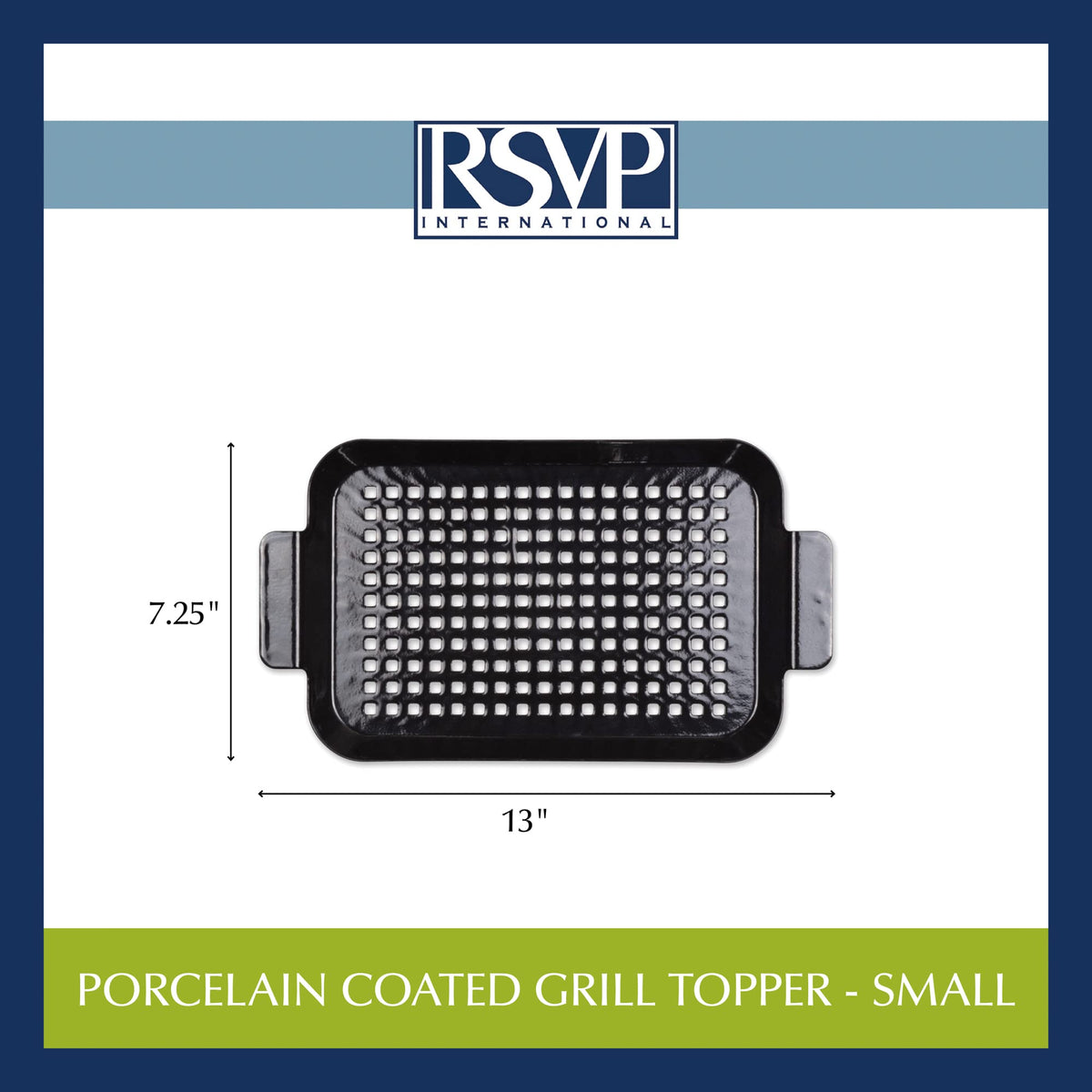 Durable RSVP porcelain-coated steel tray for kitchen grills