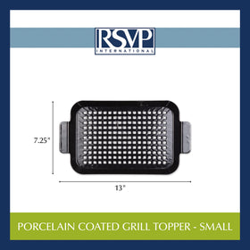 Durable RSVP porcelain-coated steel tray for kitchen grills