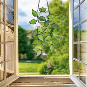 Rswardeleco window decor leaf suncatcher casts shifting greens across walls