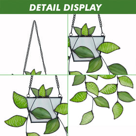 Rswardeleco green leaf suncatcher hanging near a window creates sparkling color