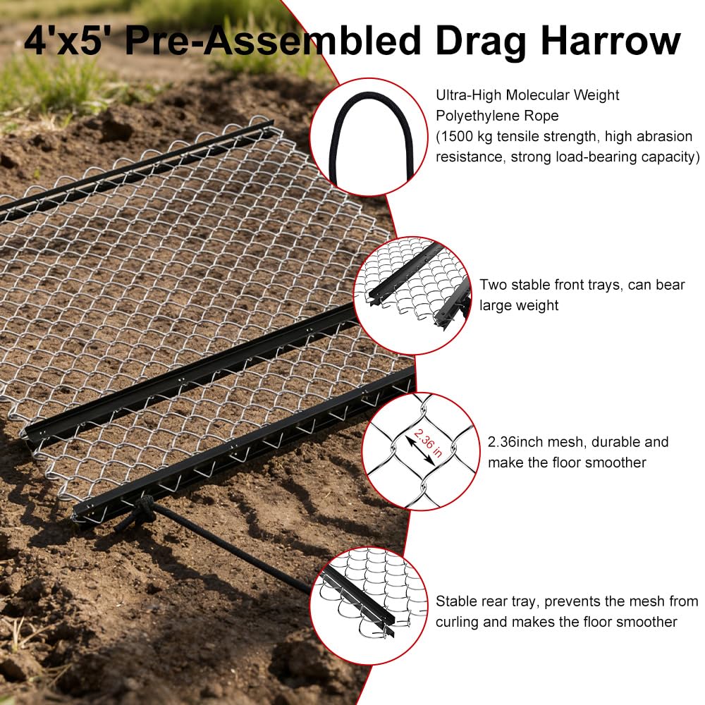 RTOSY Drag Harrow demonstrates easy assembly and compact storage