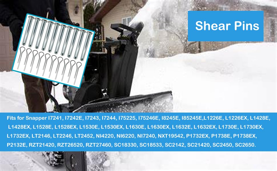 RTPOWER includes 10 shear pins and 10 cotter pins for complete kit