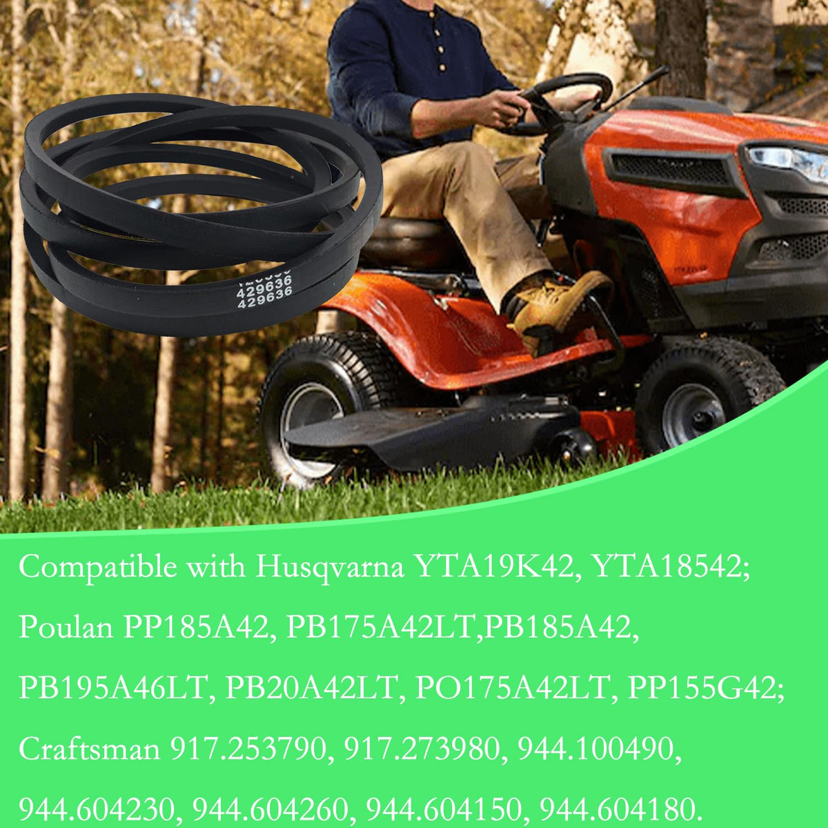 RTPOWER durable belt supports steady power transfer on 42-inch decks