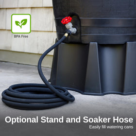 RTS Home Accents rain barrel showcases durable recycled plastic and UV resistance.