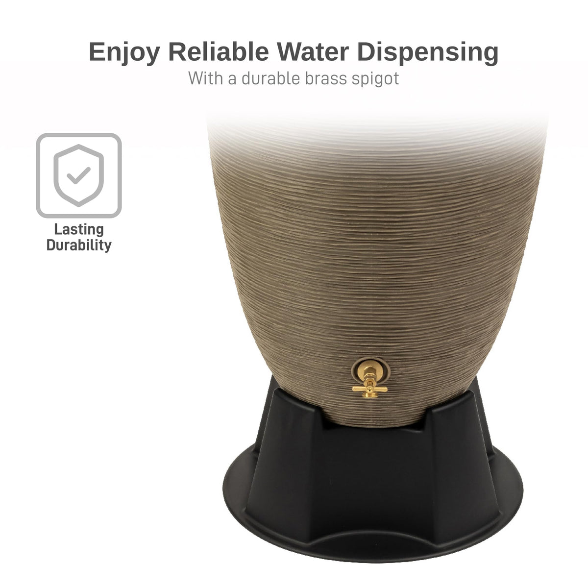 RTS Newport rain barrel brass spigot for durable dispensing