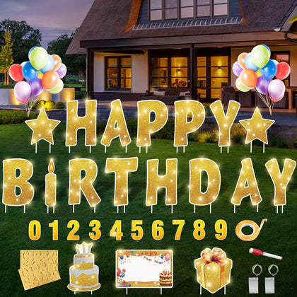Rtshuok happy birthday letters yard sign for outdoor celebrations and photo moments