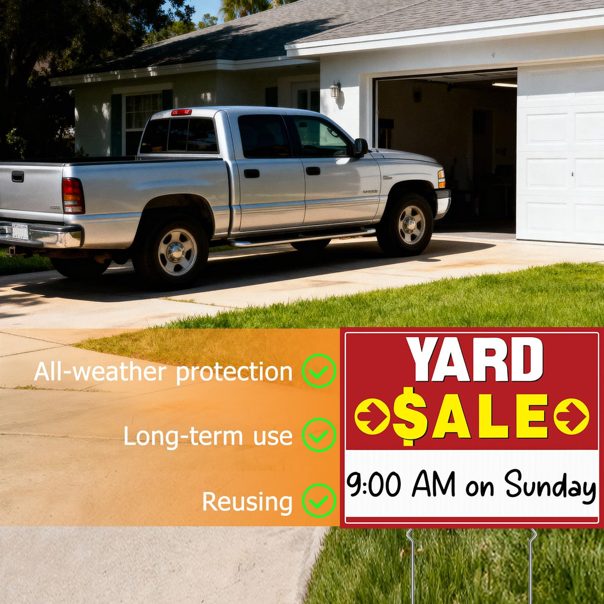 Rtshuok versatile signs suitable for yard sales, estate sales, or open houses.