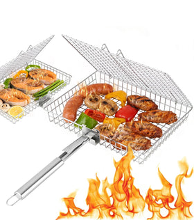 RTT Grill Basket Large Capacity for efficient grilling of vegetables and seafood.
