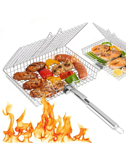 RTT grill basket XL set showing high capacity for vegetables and seafood