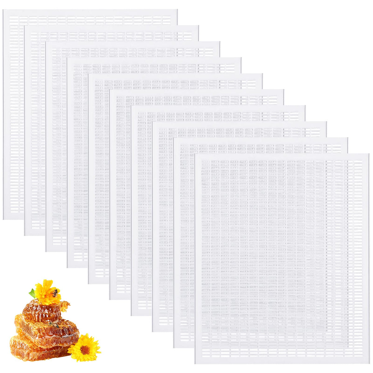 Rtteri 10-frame queen excluder pack in white, ready for hive setup and honey harvest.